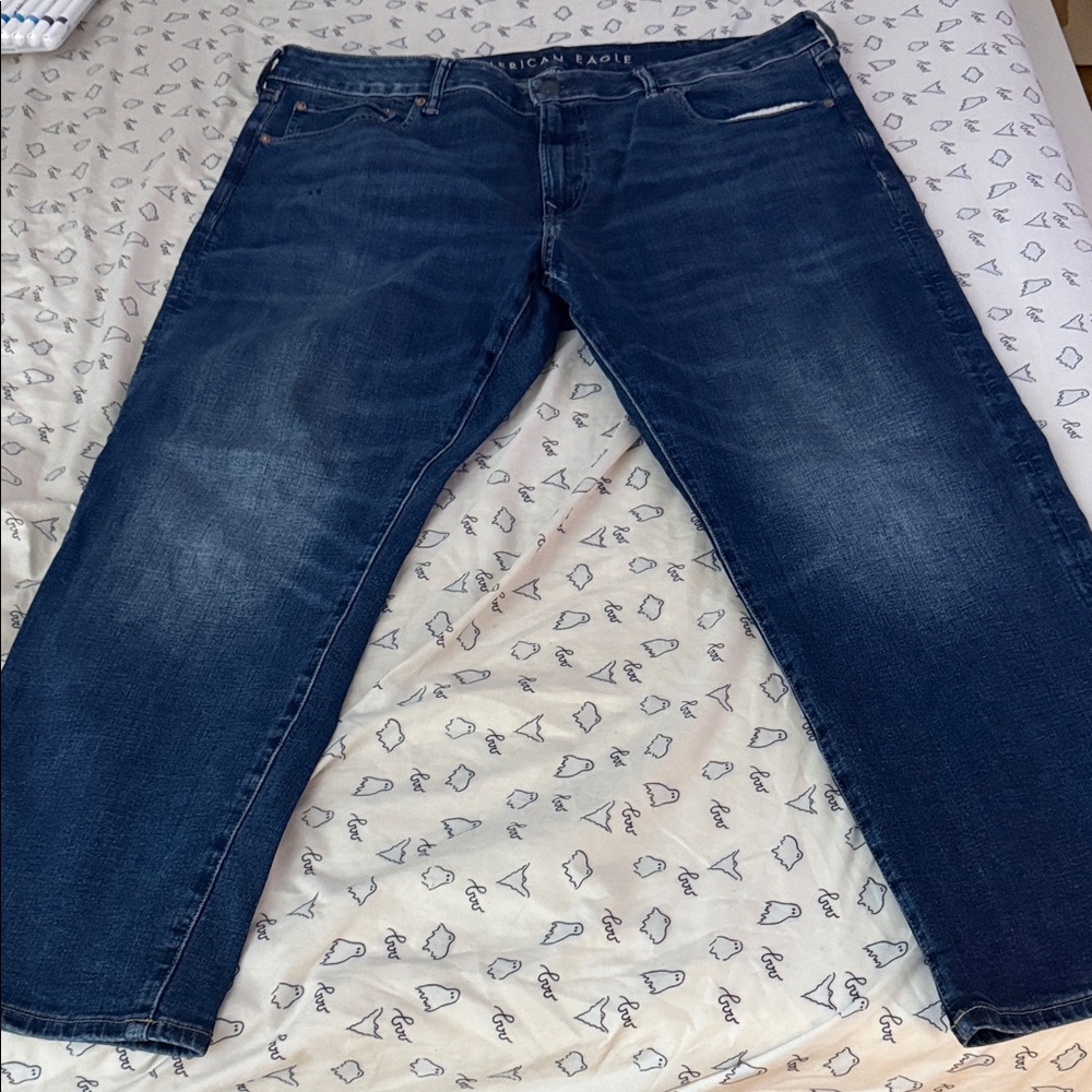 American Eagle Outfitters Men's Dark Blue Relaxed Jeans